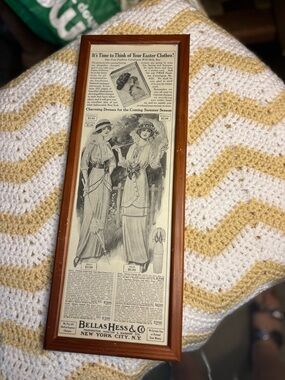 Vintage Framed Fashion Print - Bellas Hess & Co. Advertisement